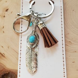 Feather Turquoise Keychain